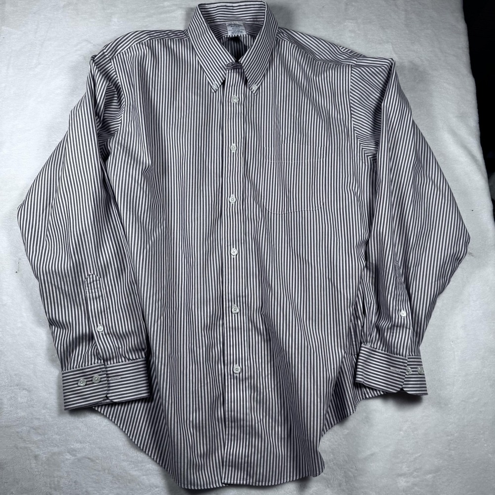 Brooks‎ Brothers Dress Shirt Mens XL Purple Stripe Non Iron Regent Supima Cotton